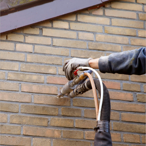 Dobumsienu aizpilde ar injekcijas sistēmu un padeves šļūtenēm